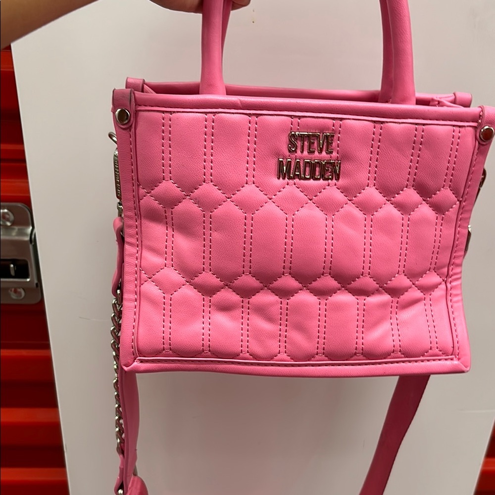 Steve Madden Pink Satchel with Quilted Design and Structured Shape